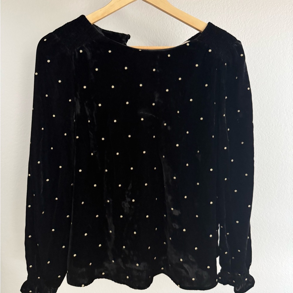 Maelis Blouse Sezane, Elegant Black Velvet Women's Top